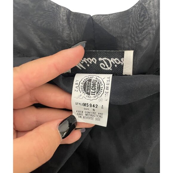 Vintage 70s Miss Dior Womens Robe Small S Black Floral Polyester Kimono Sleeves - Picture 4 of 8